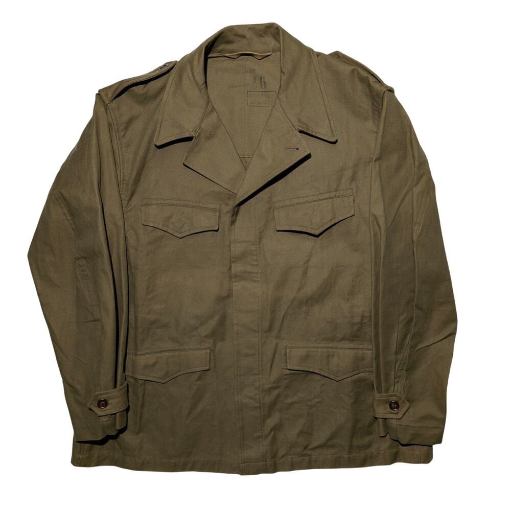 Vintage French Military M47 Jacket – Olive Green Twill, Size 26, Rare Field Coat